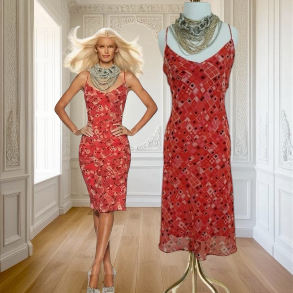 NEW JEQUAH Paris New York Vintage 80’s Coquette Slip Dress Size 4 NWT
